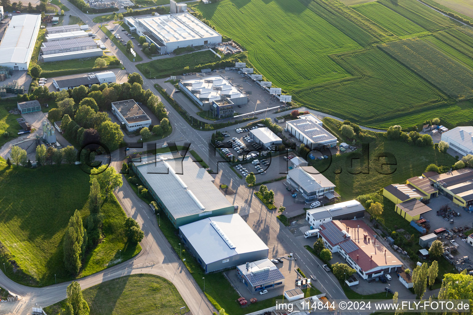 Aerial photograpy of Industrial area Industriestrasse in Horb am Neckar in the state Baden-Wuerttemberg, Germany