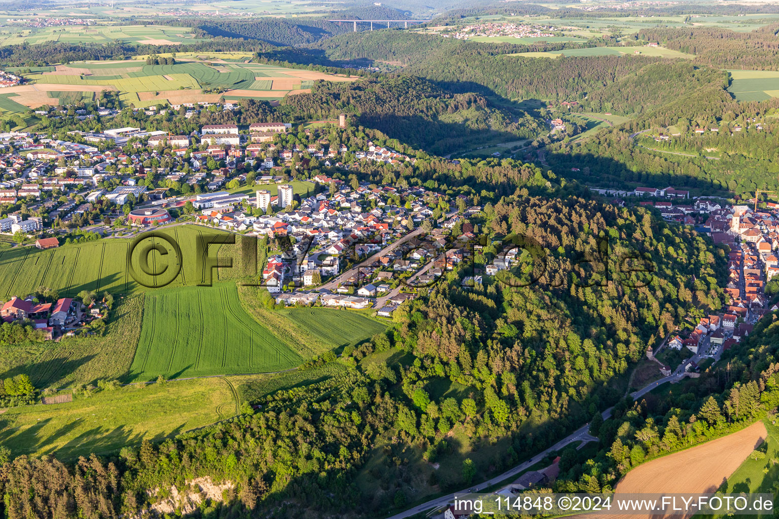 Aerial view of Horb am Neckar in the state Baden-Wuerttemberg, Germany