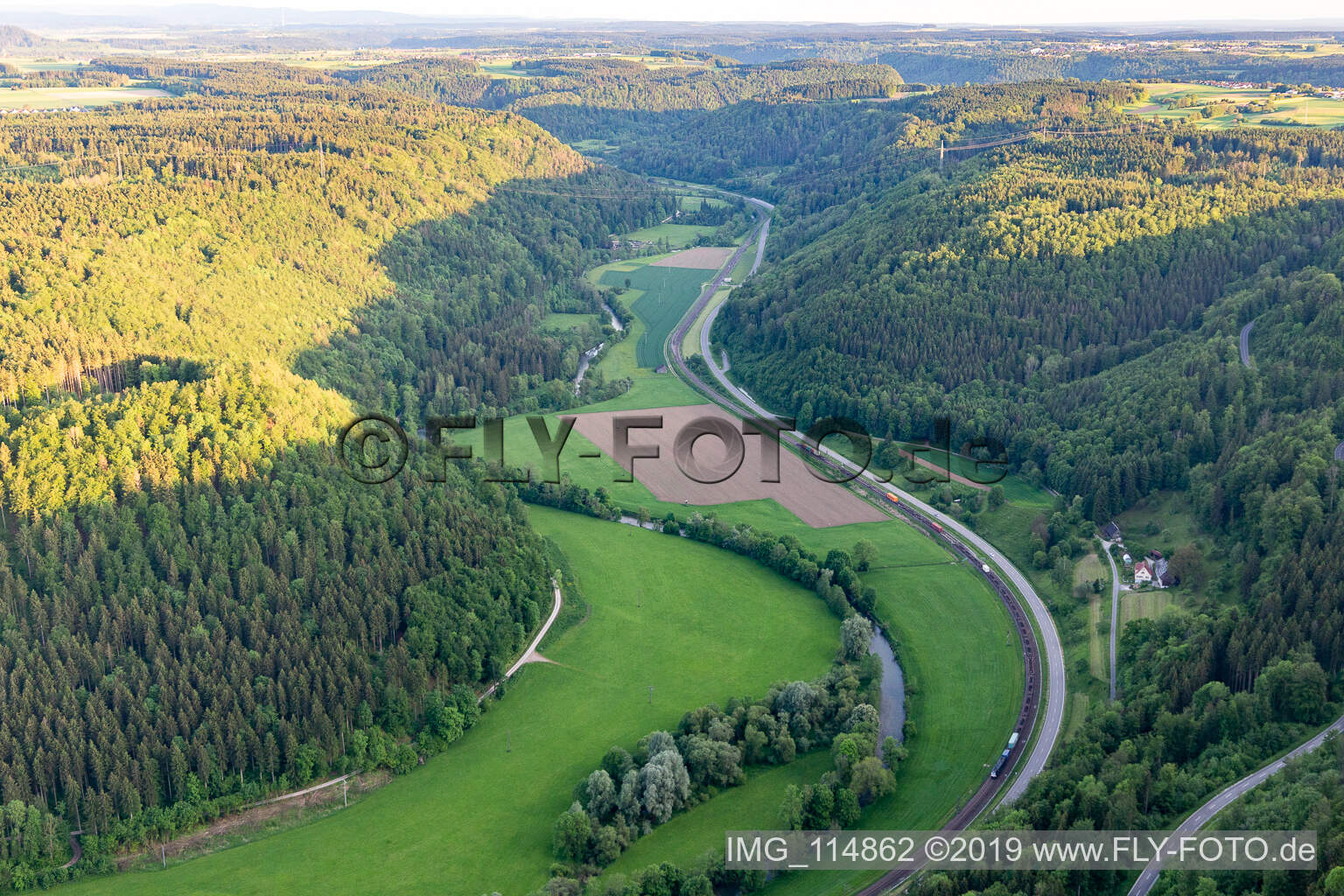 Aerial photograpy of Neckar Valley in Sulz am Neckar in the state Baden-Wuerttemberg, Germany