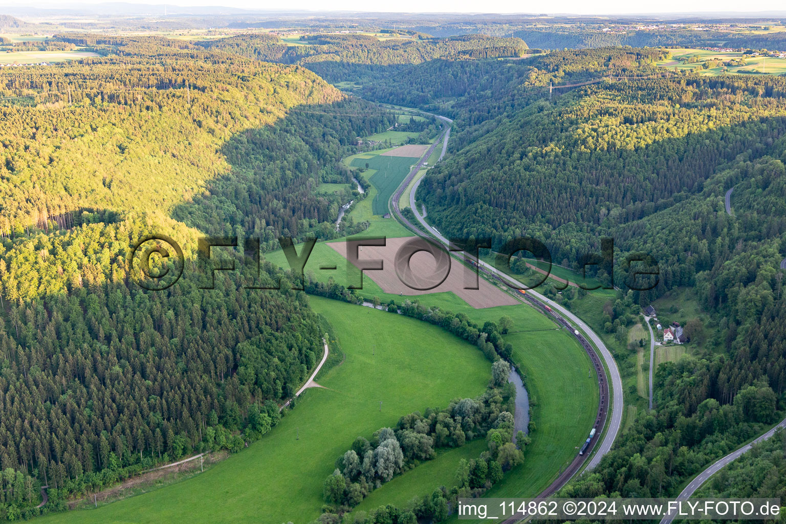 Aerial photograpy of Neckar Valley in Sulz am Neckar in the state Baden-Wuerttemberg, Germany