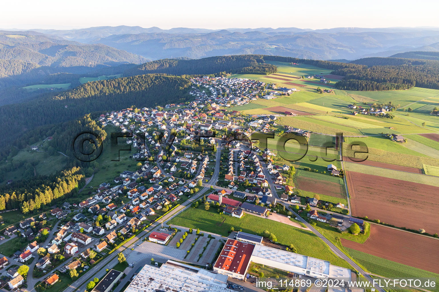 Village - view on the edge of forested areas in Aichhalden in the state Baden-Wurttemberg, Germany