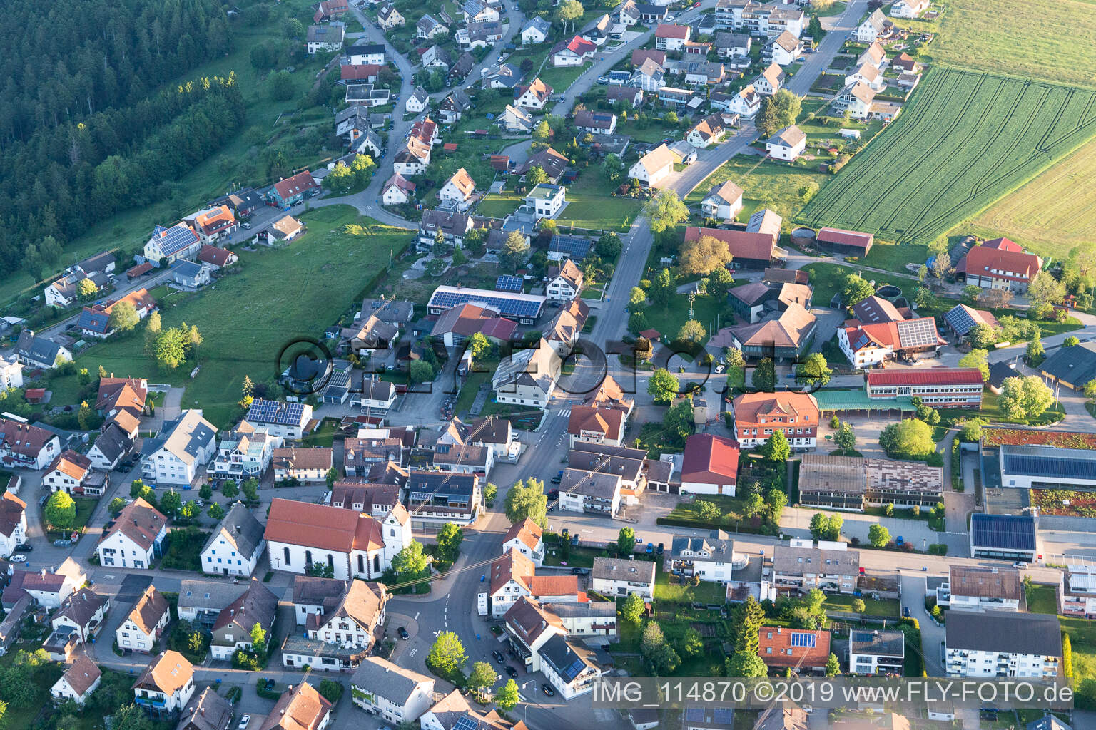 Aerial view of Aichhalden in the state Baden-Wuerttemberg, Germany