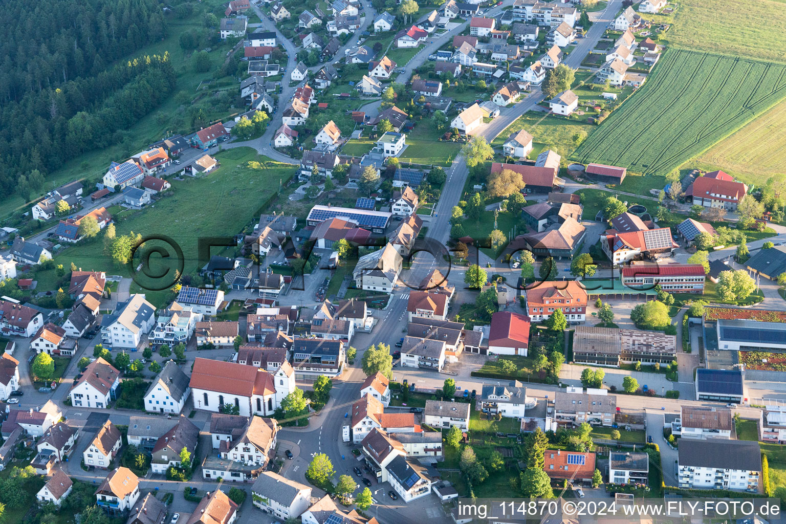 Aerial view of Aichhalden in the state Baden-Wuerttemberg, Germany