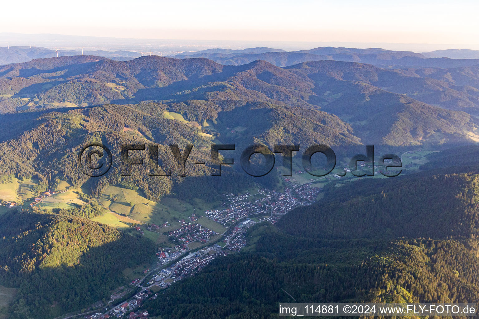 Aerial view of Hausach in the state Baden-Wuerttemberg, Germany