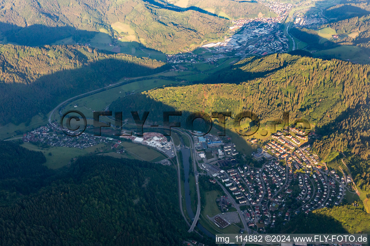 Aerial photograpy of Wolfach in the state Baden-Wuerttemberg, Germany