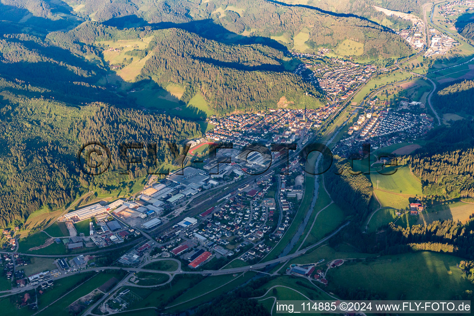 Aerial photograpy of Hausach in the state Baden-Wuerttemberg, Germany