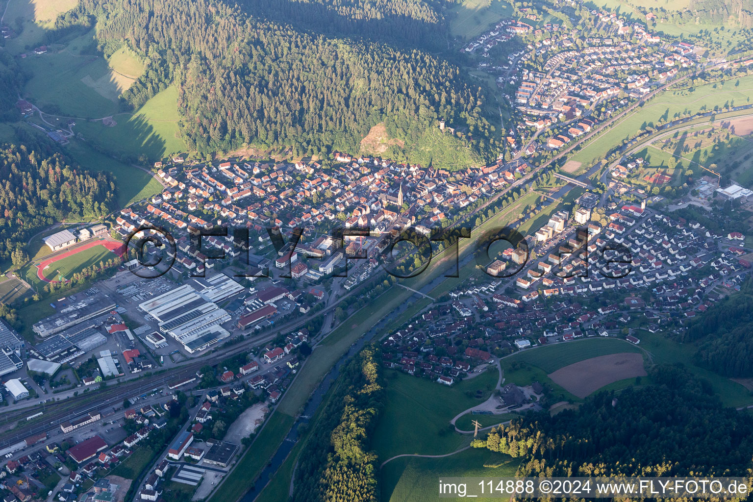 Hausach in the state Baden-Wuerttemberg, Germany from above