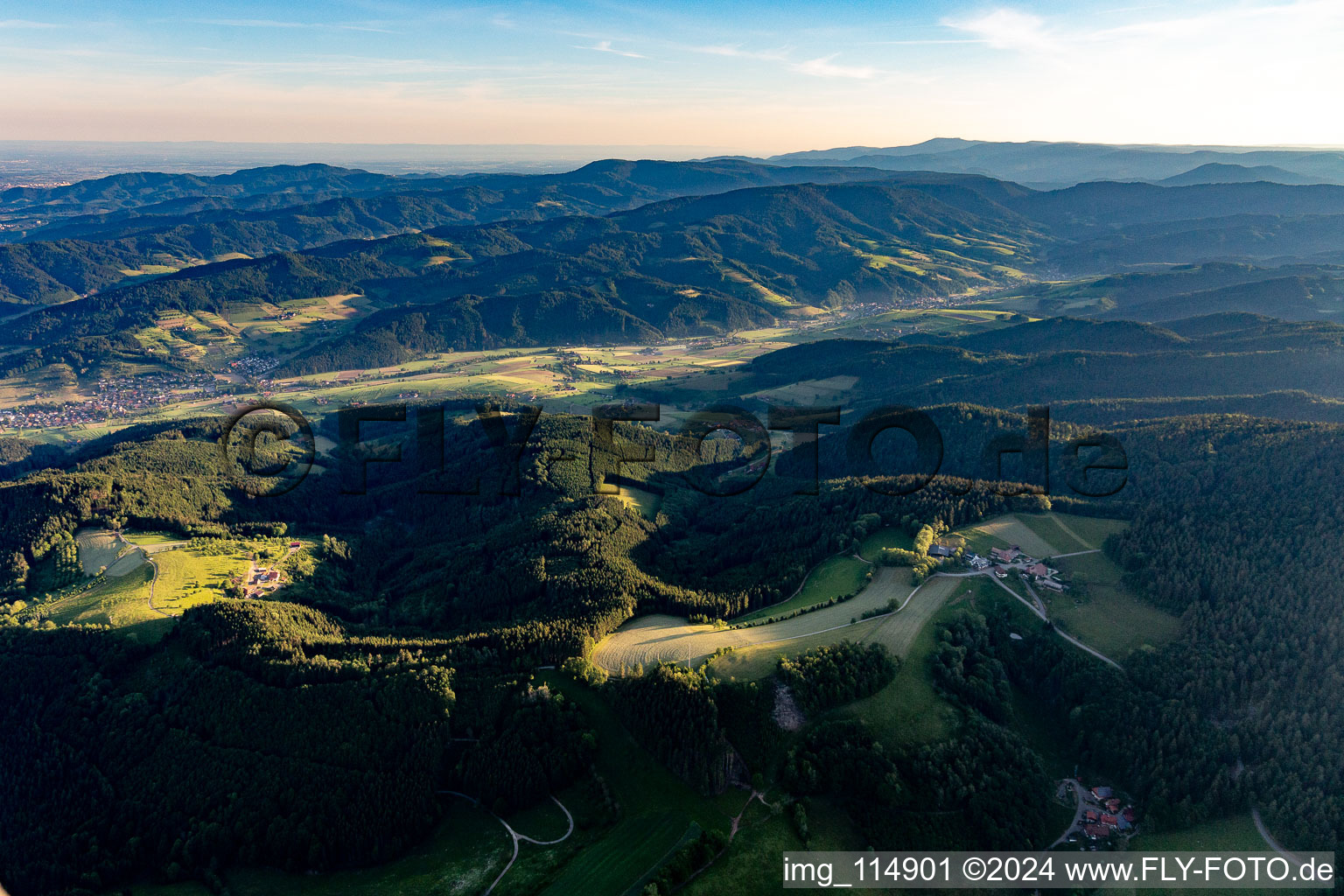 Aerial view of Oberharmersbach in the state Baden-Wuerttemberg, Germany