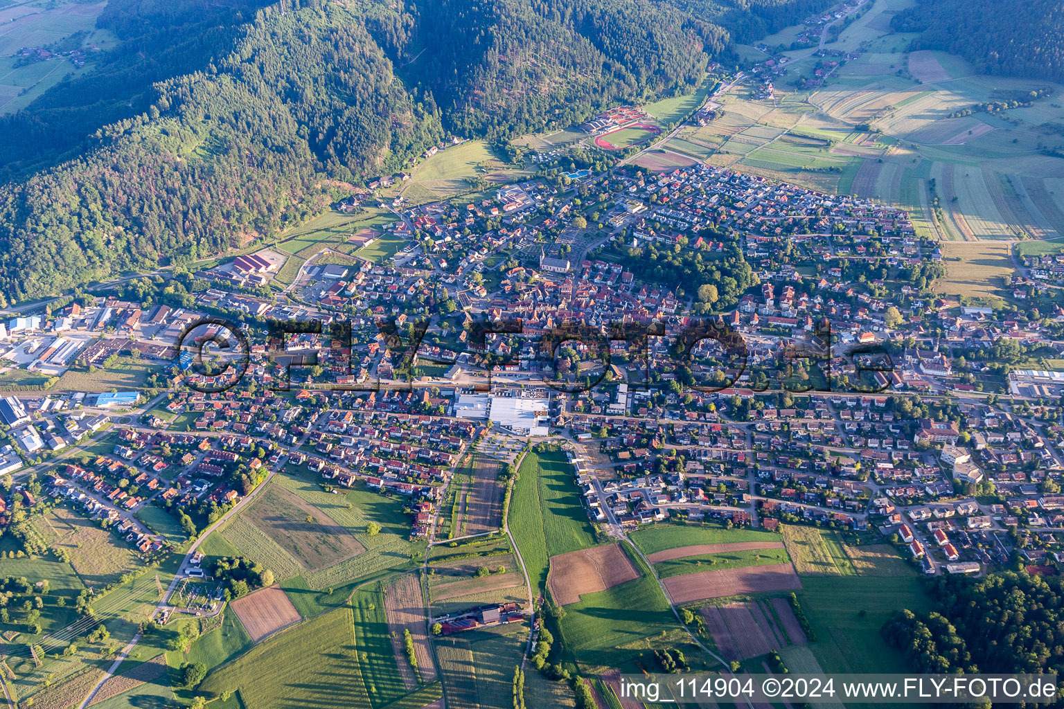 Aerial view of Zell am Harmersbach in the state Baden-Wuerttemberg, Germany