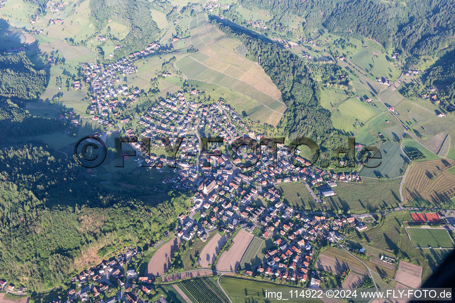 Aerial photograpy of Berghaupten in the state Baden-Wuerttemberg, Germany