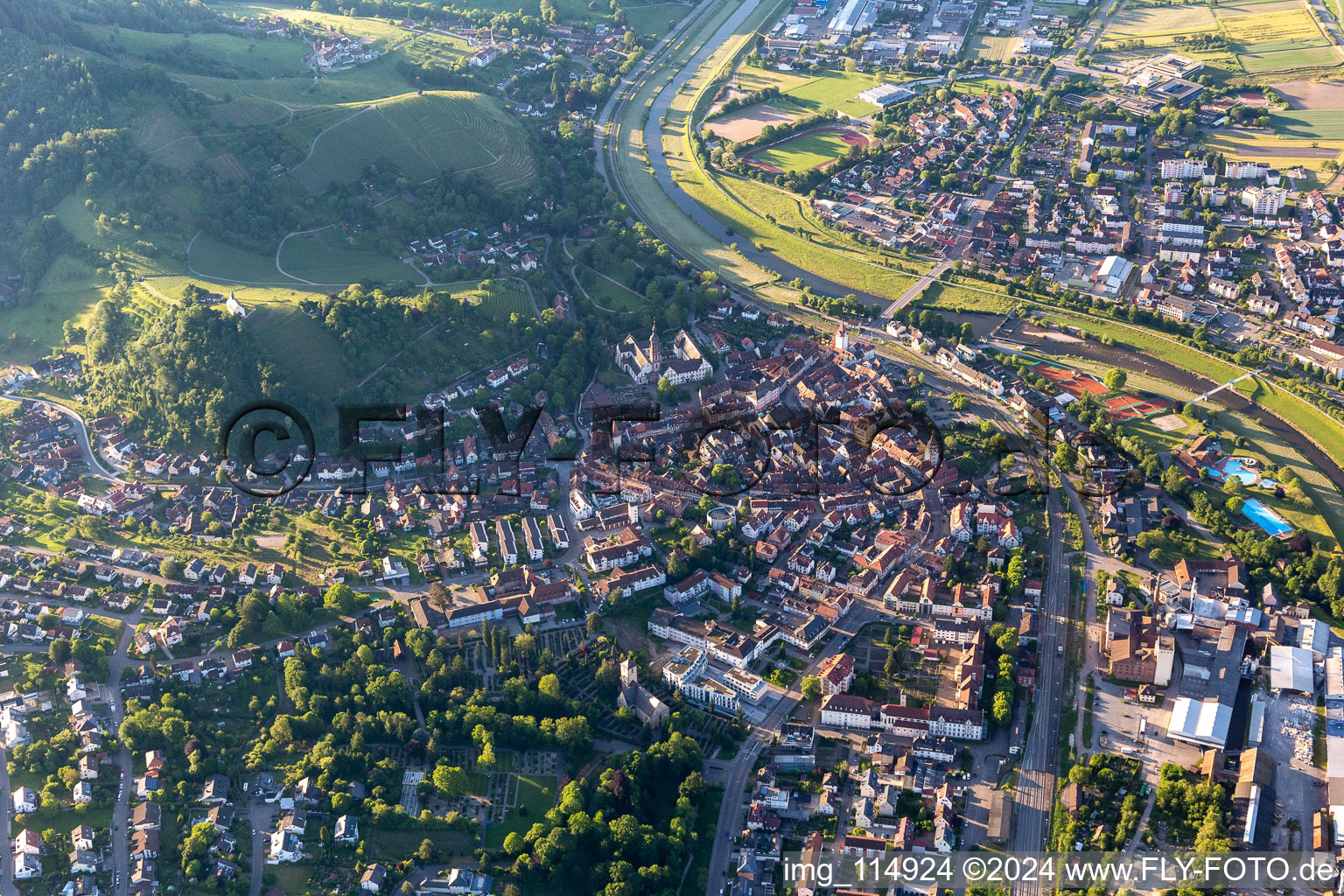 Gengenbach in the state Baden-Wuerttemberg, Germany seen from above