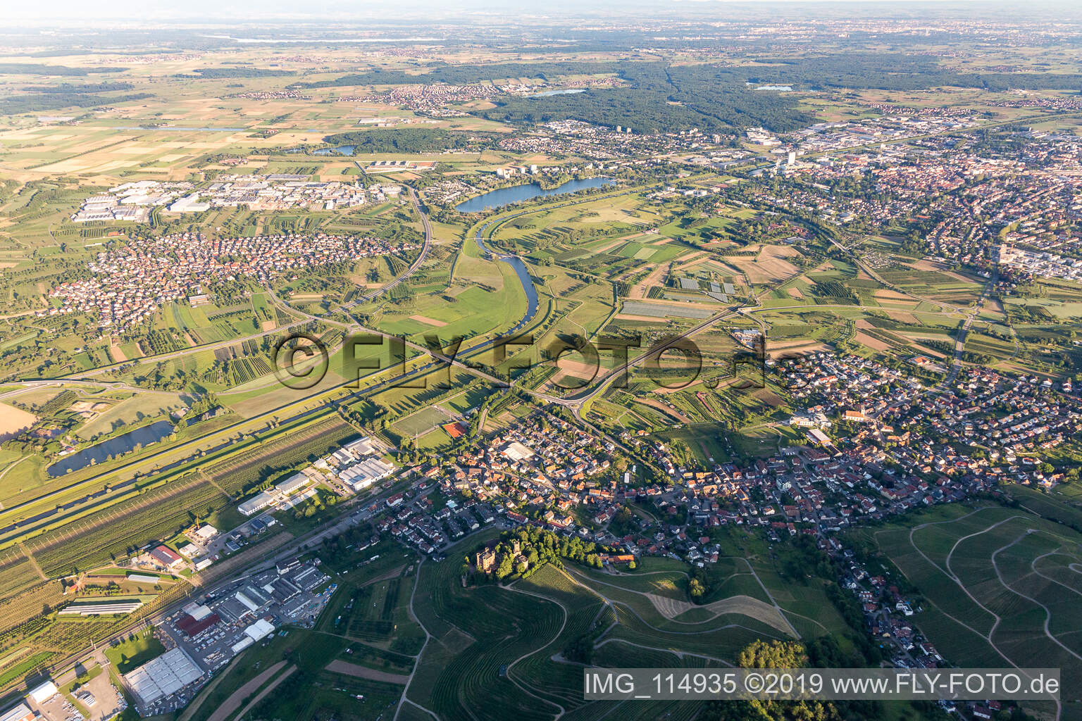Aerial view of Ohlsbach in the state Baden-Wuerttemberg, Germany