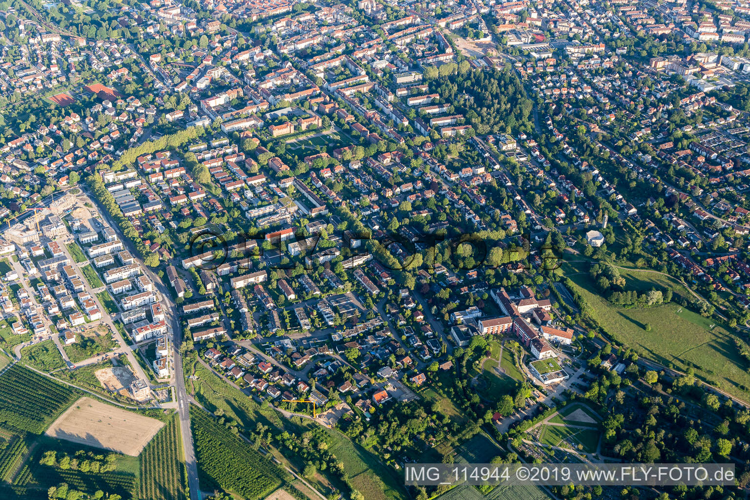 Aerial view of Offenburg in the state Baden-Wuerttemberg, Germany