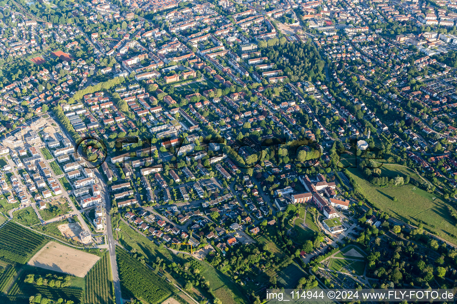 Aerial view of Offenburg in the state Baden-Wuerttemberg, Germany