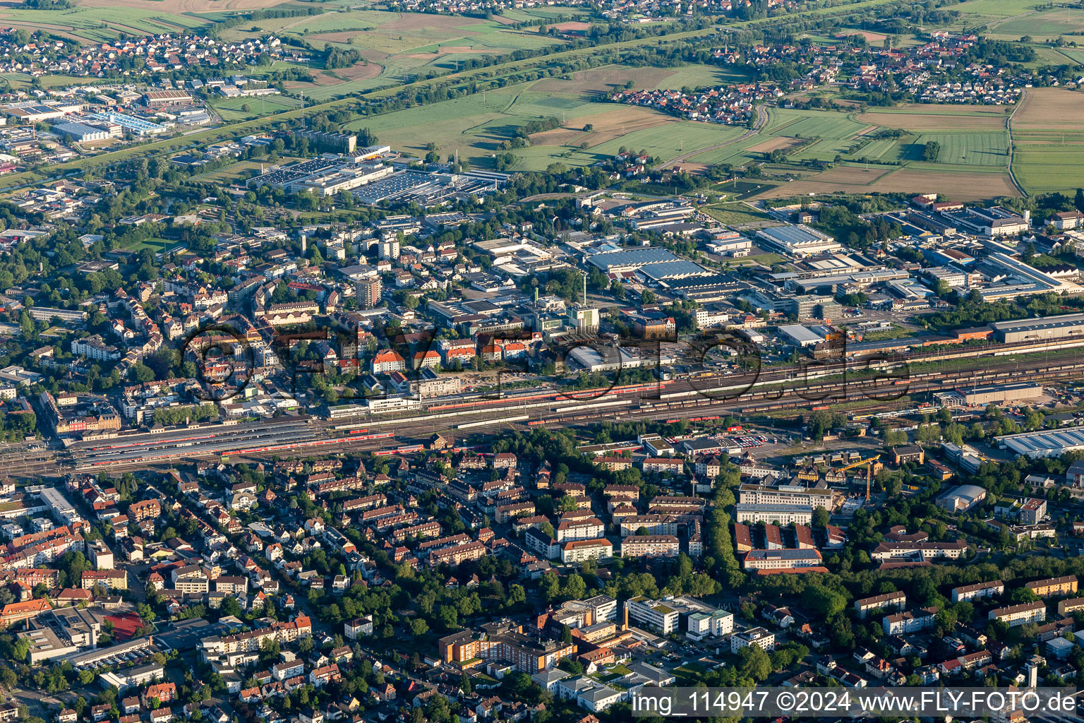 Tracks of Abstellgleise and Rongier Anlagen at the depot of the operating plant in Offenburg in the state Baden-Wurttemberg, Germany