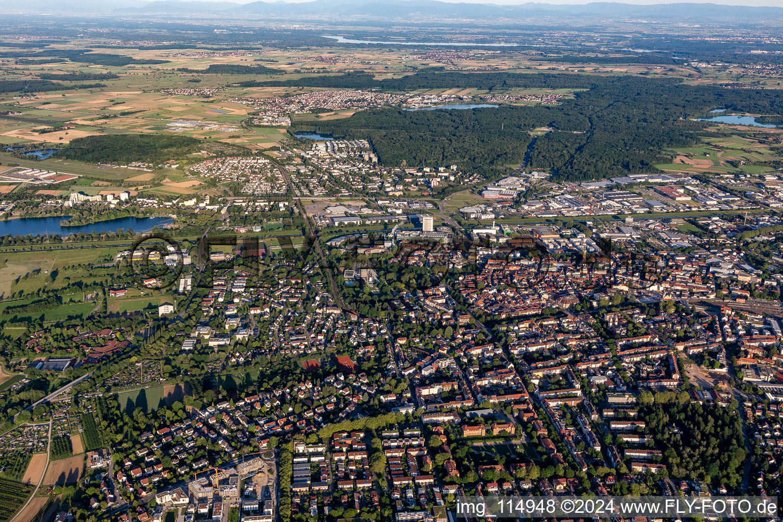 Aerial photograpy of Offenburg in the state Baden-Wuerttemberg, Germany