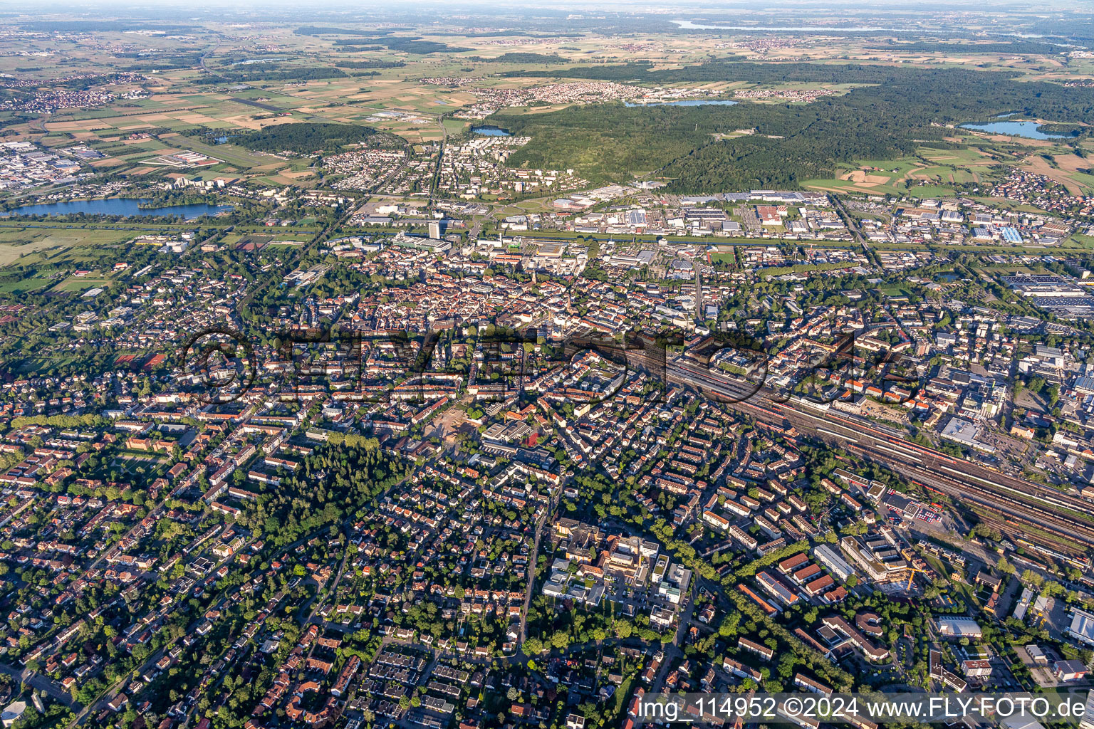 City area with outside districts and inner city area in Offenburg in the state Baden-Wurttemberg, Germany