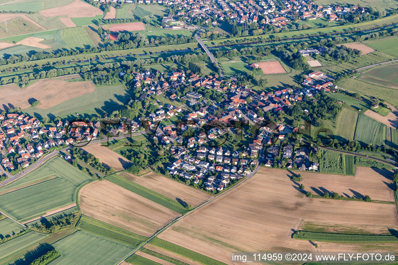 Village on the river bank areas of the Kinzig in Buehl in the state Baden-Wurttemberg, Germany