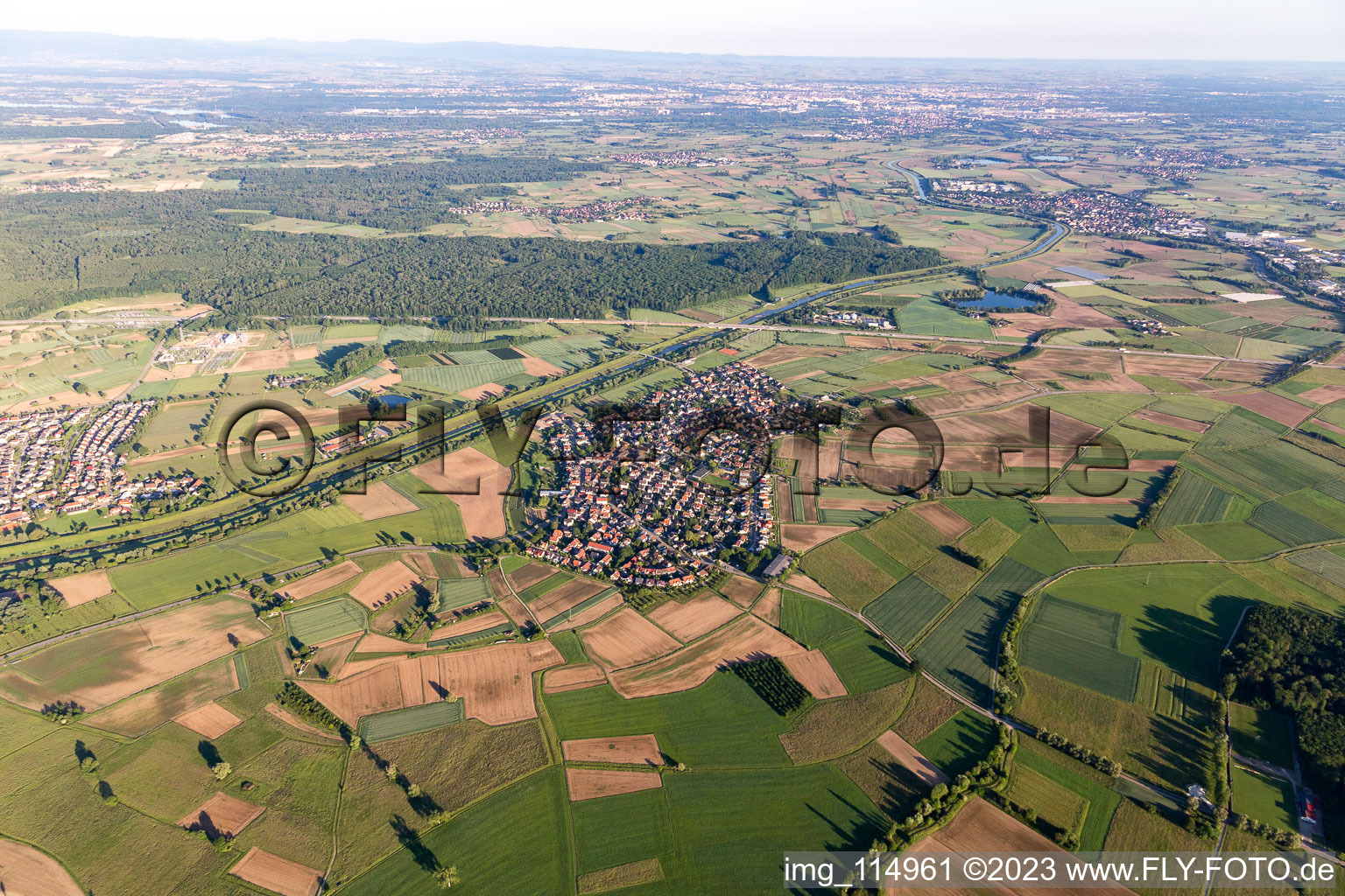 Aerial view of District Griesheim in Offenburg in the state Baden-Wuerttemberg, Germany