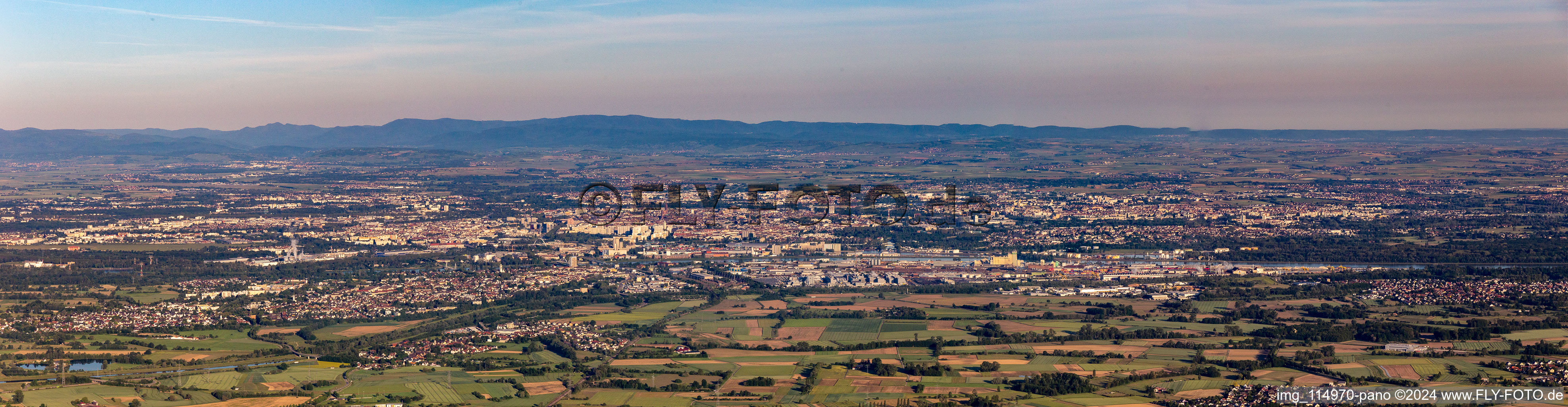 Panorama from the east in Kehl in the state Baden-Wuerttemberg, Germany