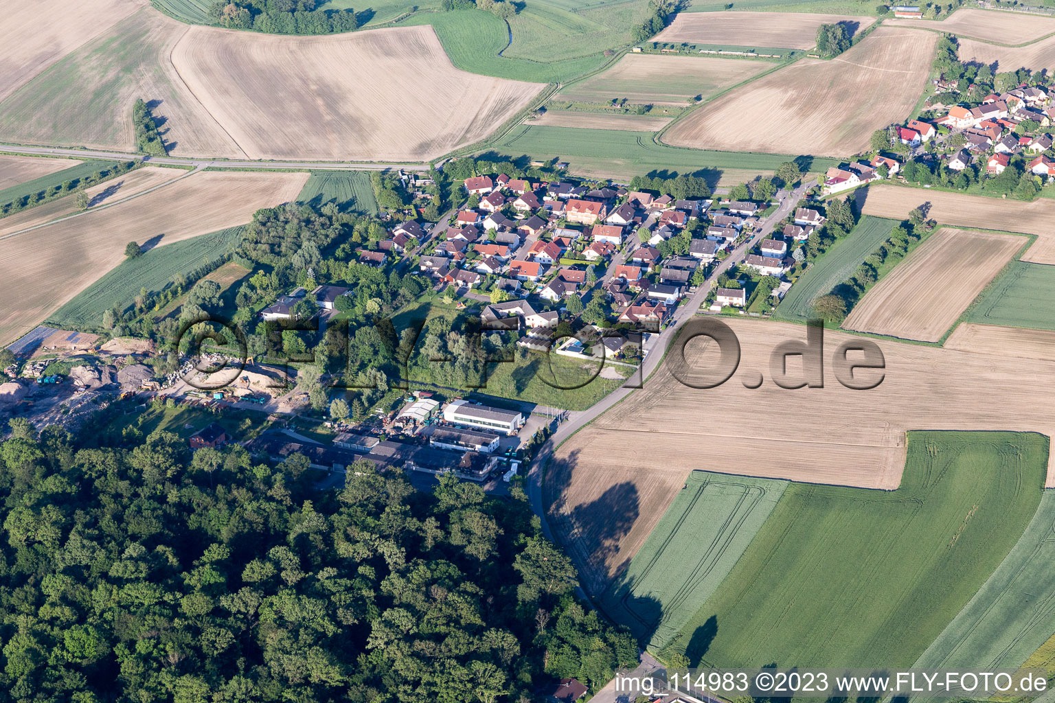 Aerial view of District Linx in Rheinau in the state Baden-Wuerttemberg, Germany