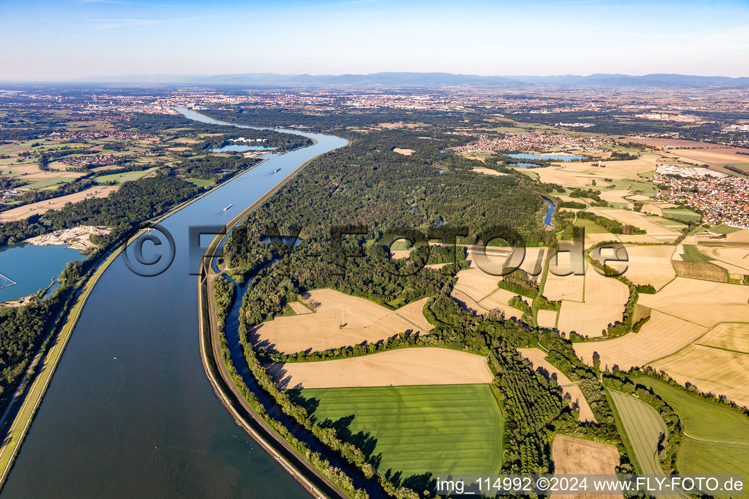 Aerial view of La Wantzenau in the state Bas-Rhin, France