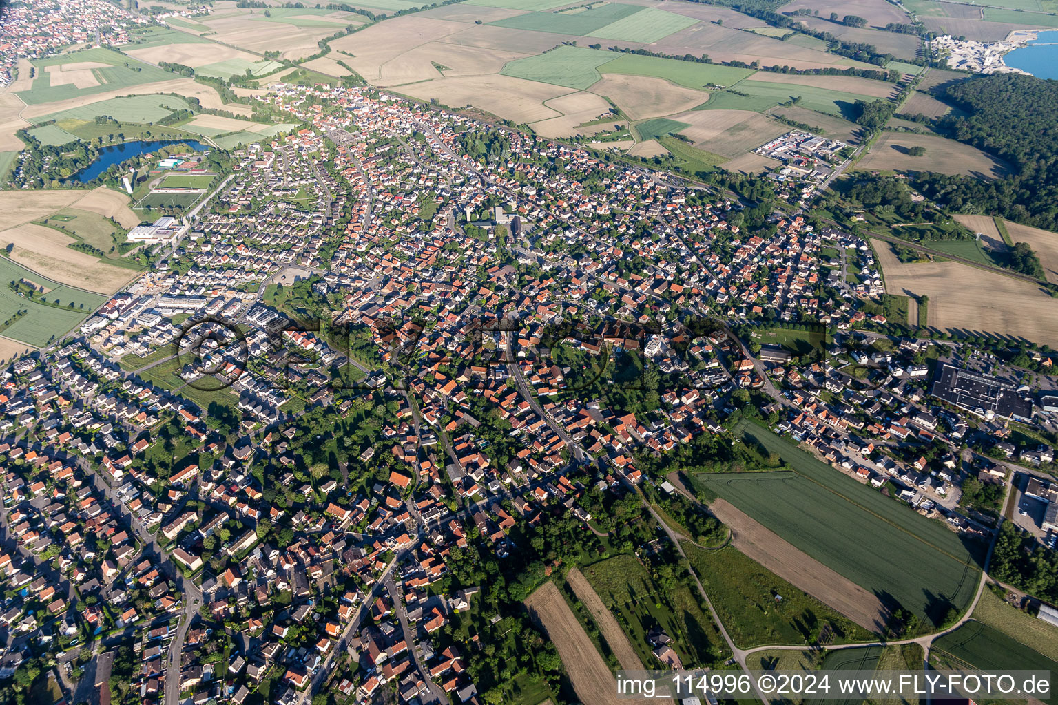 Oblique view of Gambsheim in the state Bas-Rhin, France