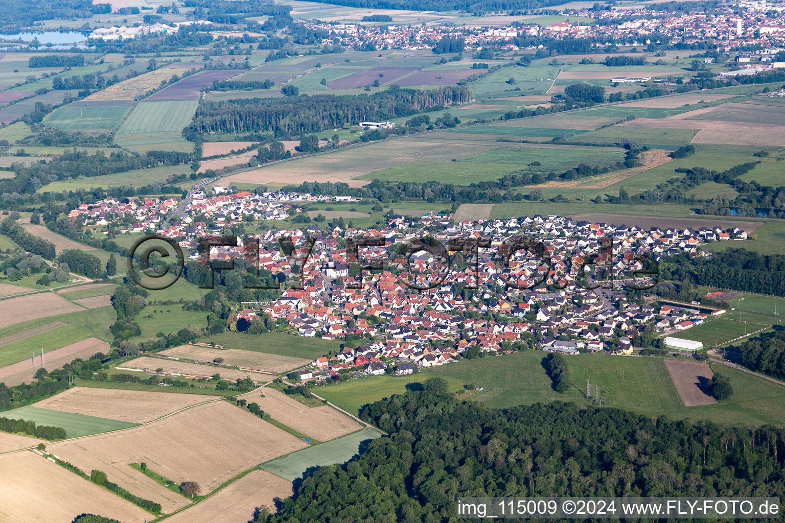 Aerial photograpy of Rohrwiller in the state Bas-Rhin, France