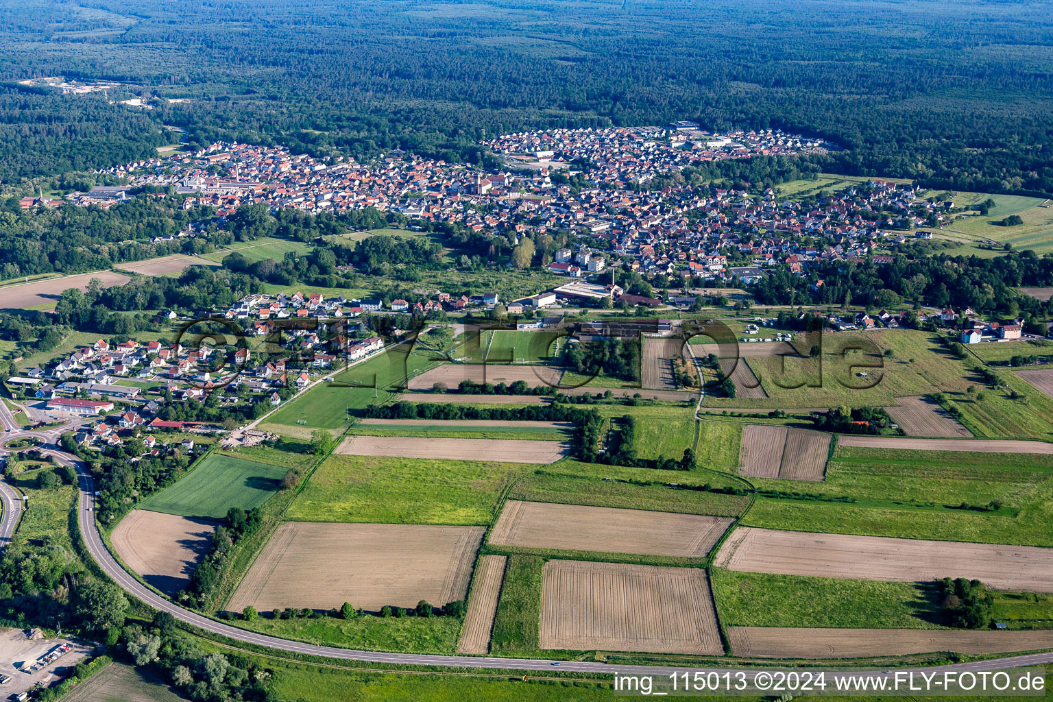 Soufflenheim in the state Bas-Rhin, France viewn from the air