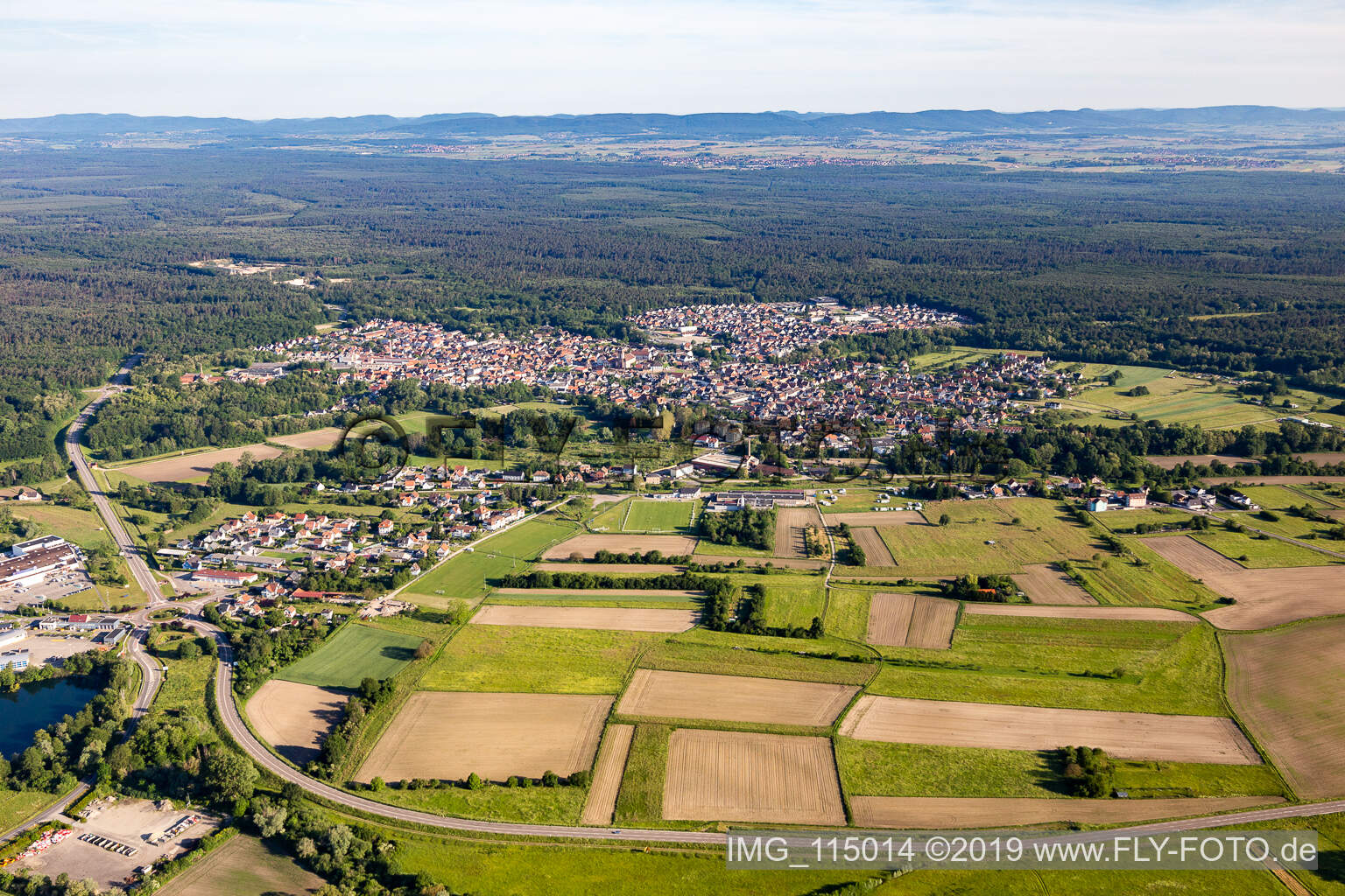 Drone recording of Soufflenheim in the state Bas-Rhin, France