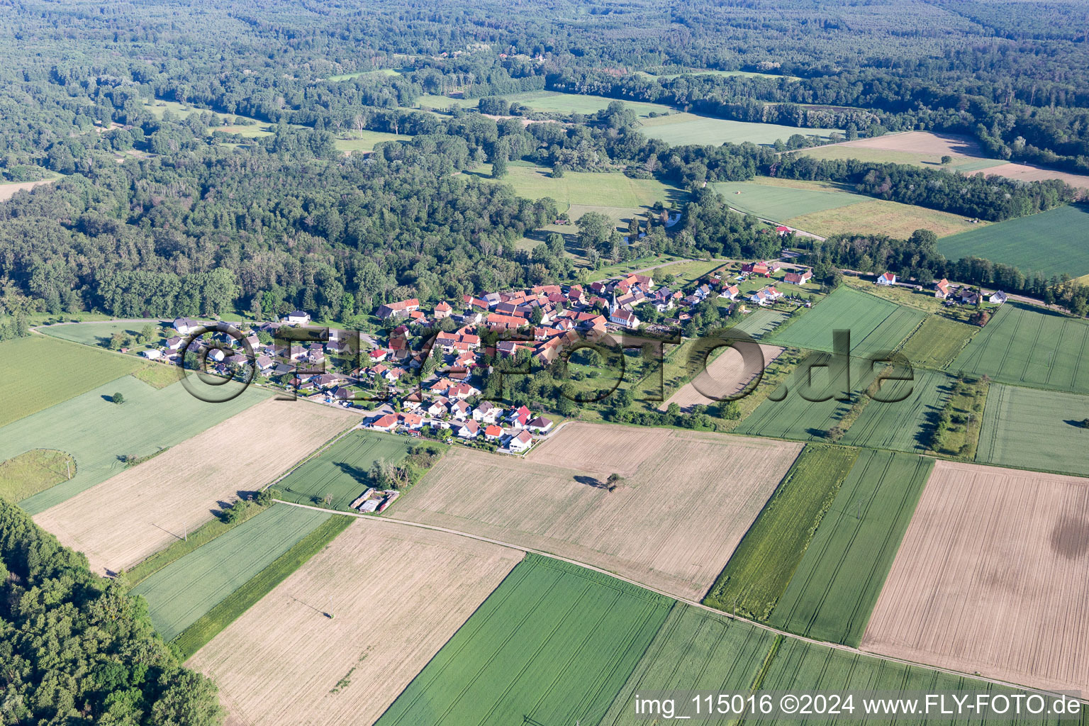 Aerial photograpy of Kauffenheim in the state Bas-Rhin, France