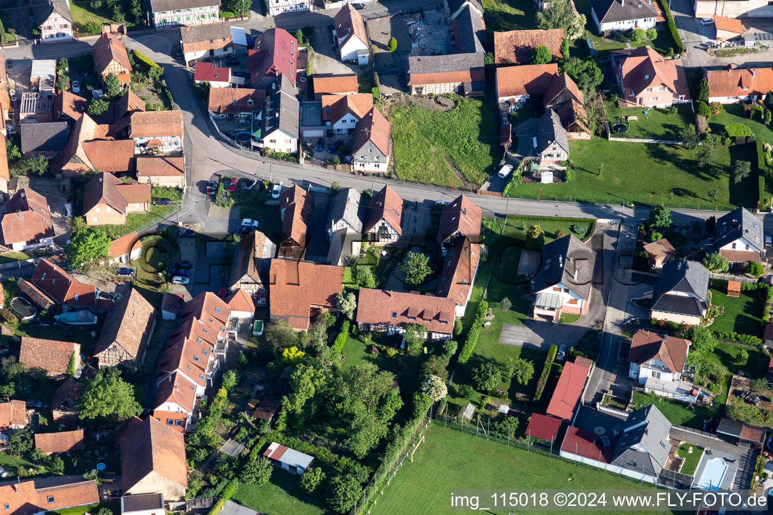 Forstfeld in the state Bas-Rhin, France seen from above