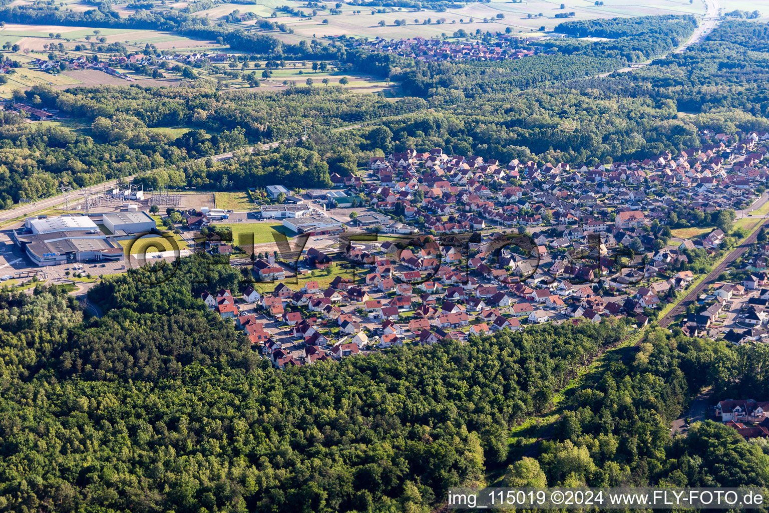 Seltz in the state Bas-Rhin, France from the plane