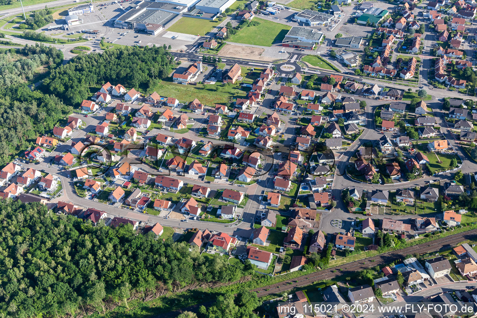 Seltz in the state Bas-Rhin, France viewn from the air