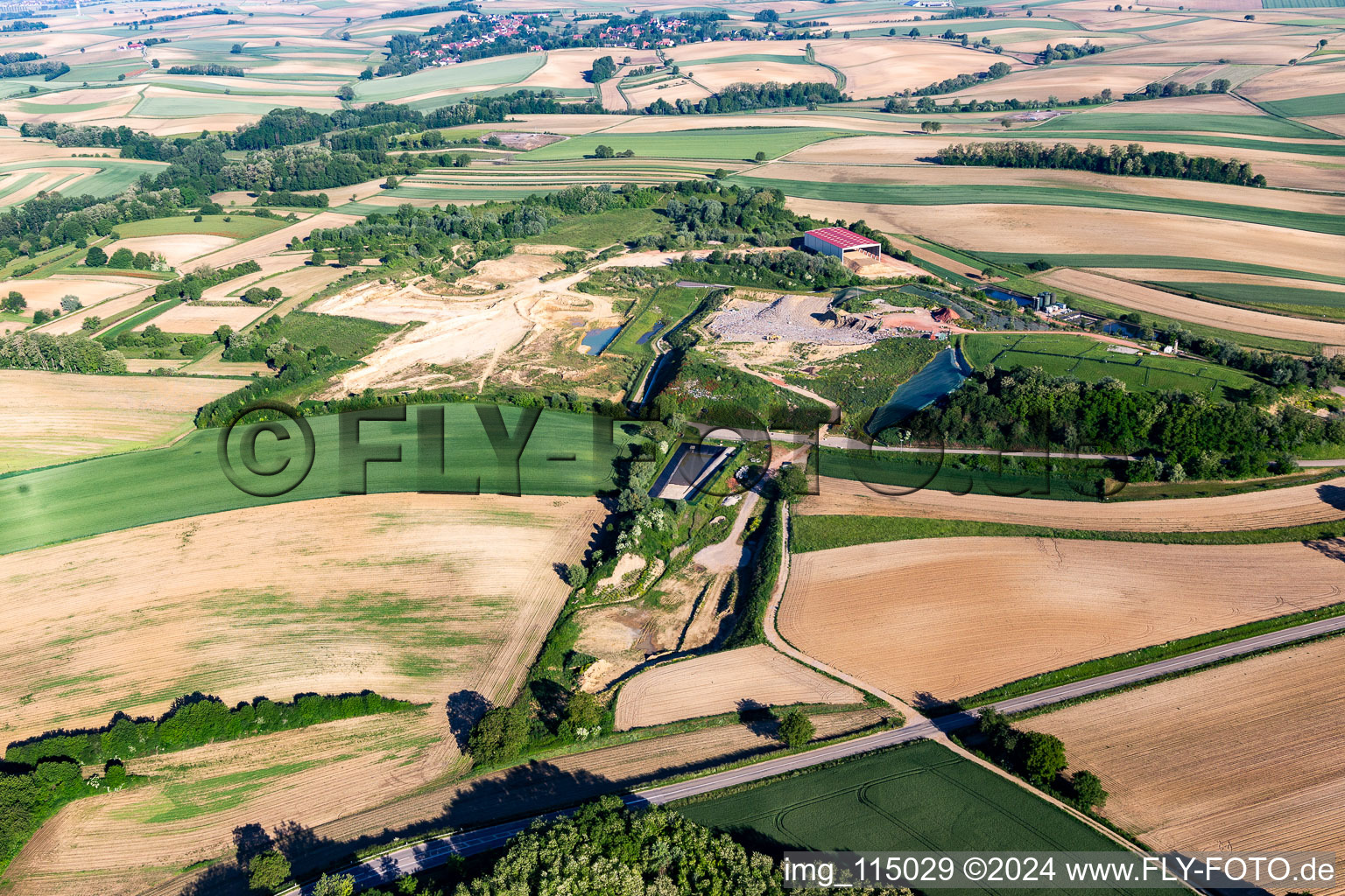 Aerial view of Decheteria in Schaffhouse-près-Seltz in the state Bas-Rhin, France