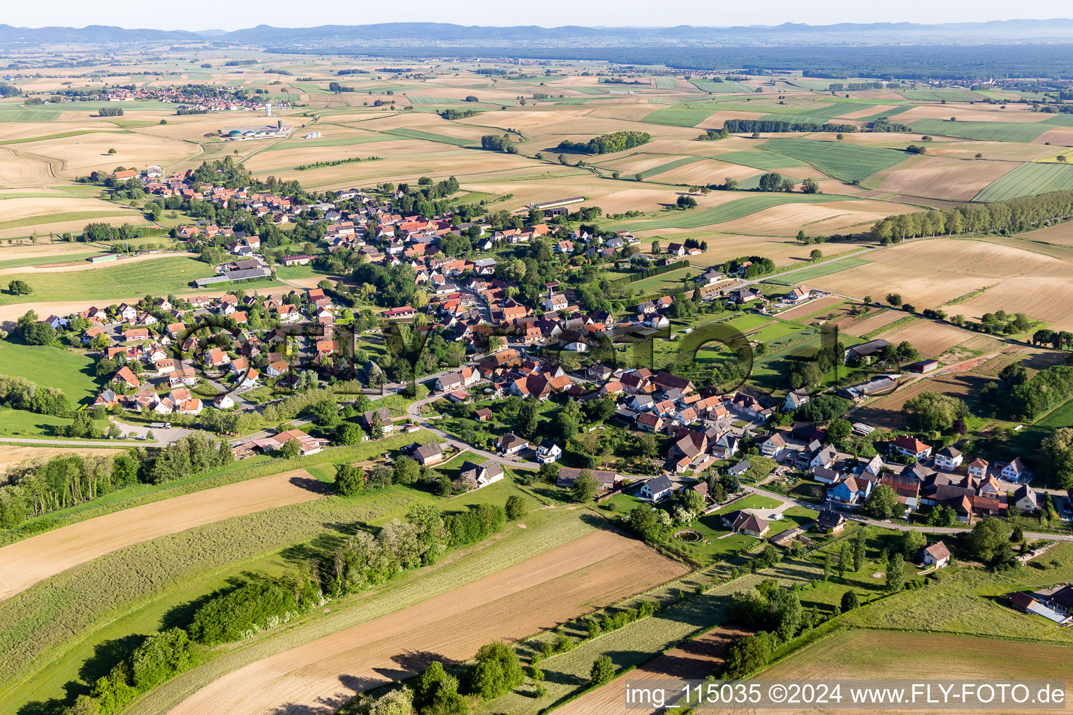 Aerial view of Wintzenbach in the state Bas-Rhin, France