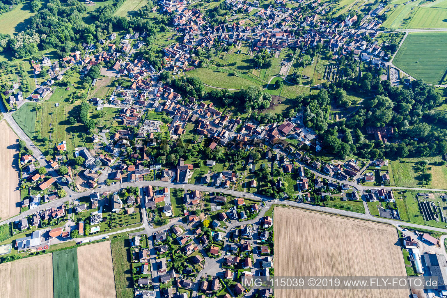 Drone image of Scheibenhard in the state Bas-Rhin, France