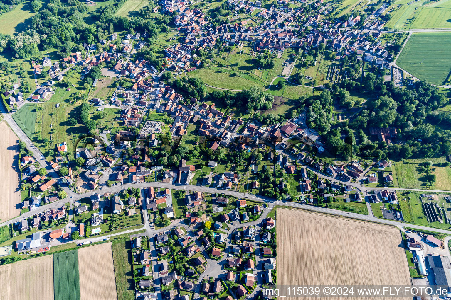 Drone image of Scheibenhard in the state Bas-Rhin, France