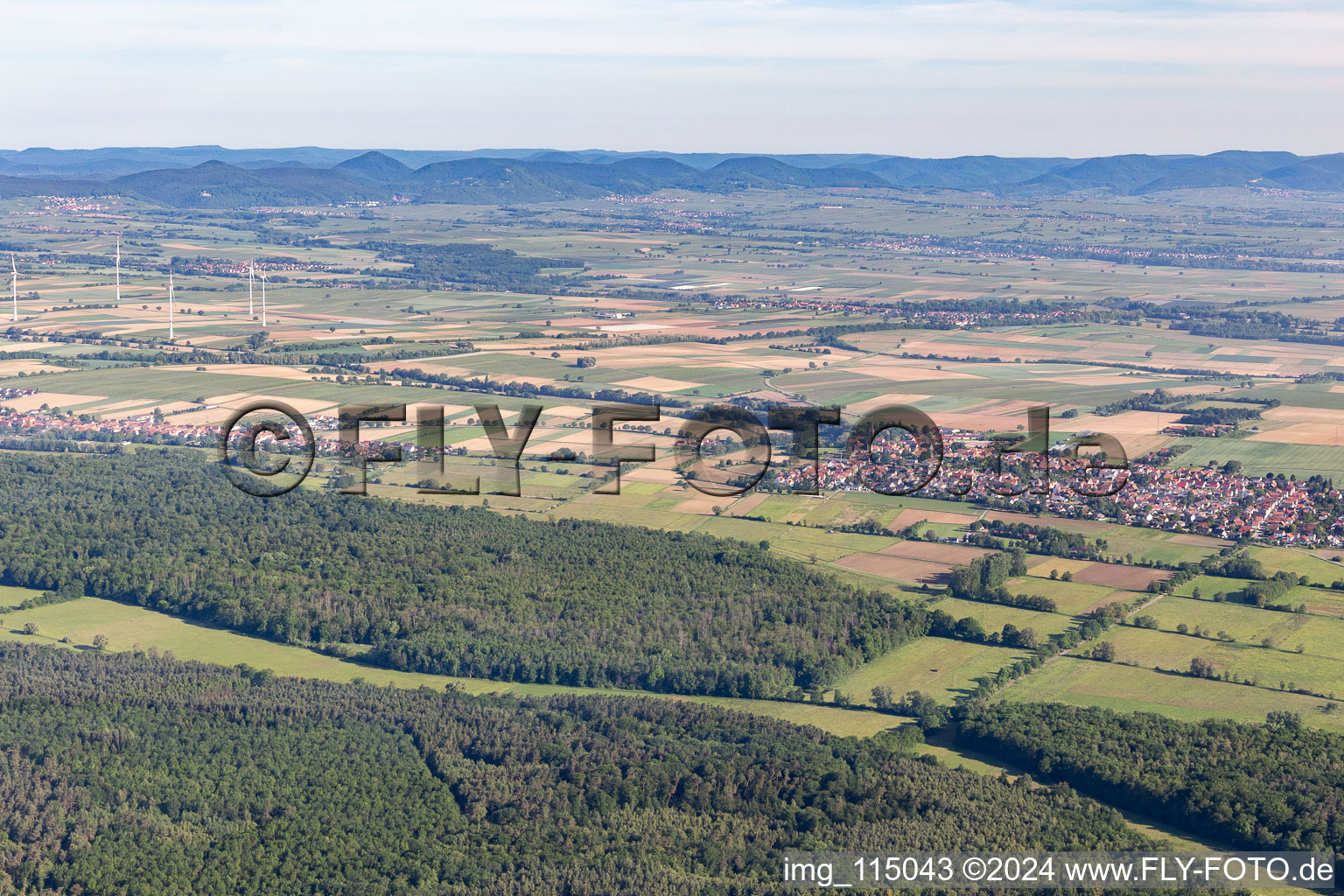 Minfeld in the state Rhineland-Palatinate, Germany seen from above