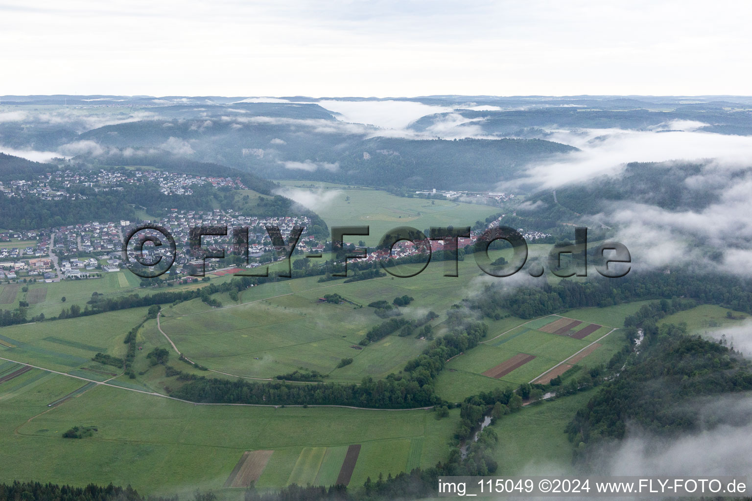 Drone recording of Fridingen an der Donau in the state Baden-Wuerttemberg, Germany