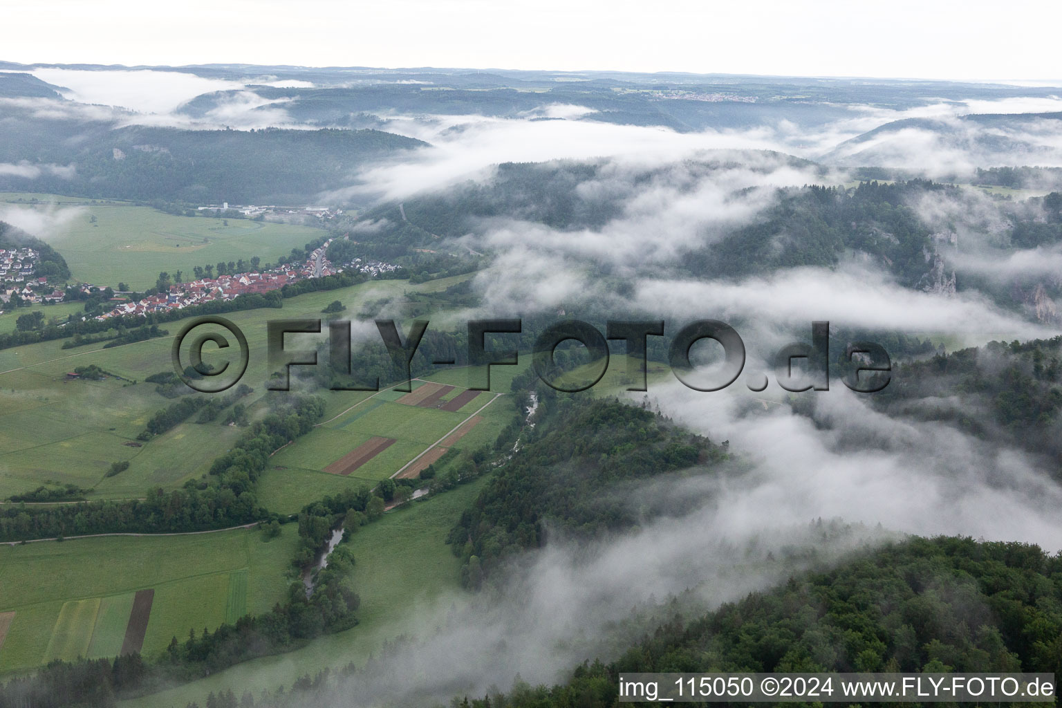 Drone image of Fridingen an der Donau in the state Baden-Wuerttemberg, Germany