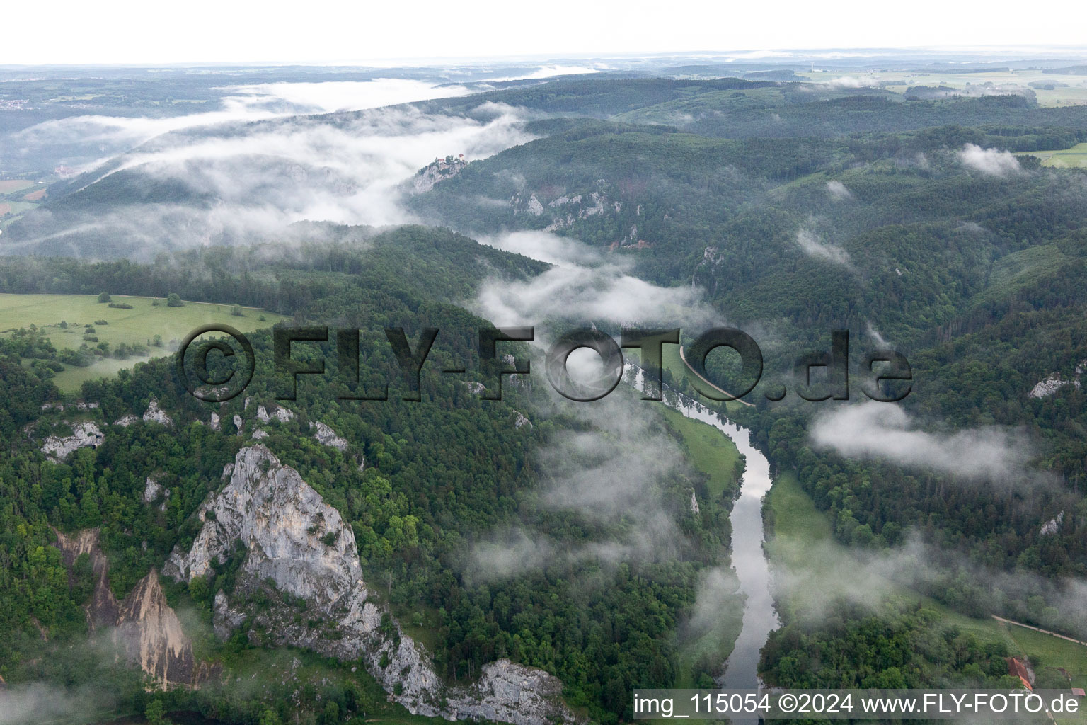 Aerial photograpy of Danube Gorge in Fridingen an der Donau in the state Baden-Wuerttemberg, Germany