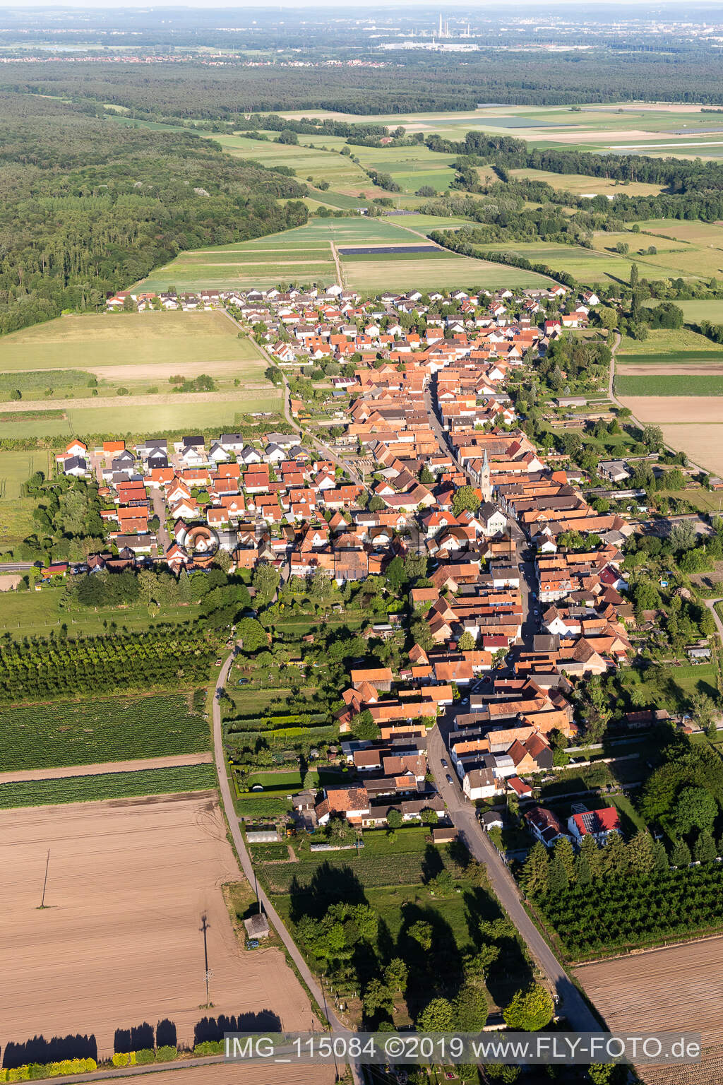 Erlenbach bei Kandel in the state Rhineland-Palatinate, Germany seen from a drone