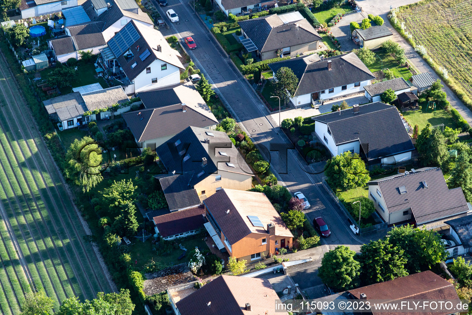 Aerial view of Ringstr in the district Hayna in Herxheim bei Landau in the state Rhineland-Palatinate, Germany