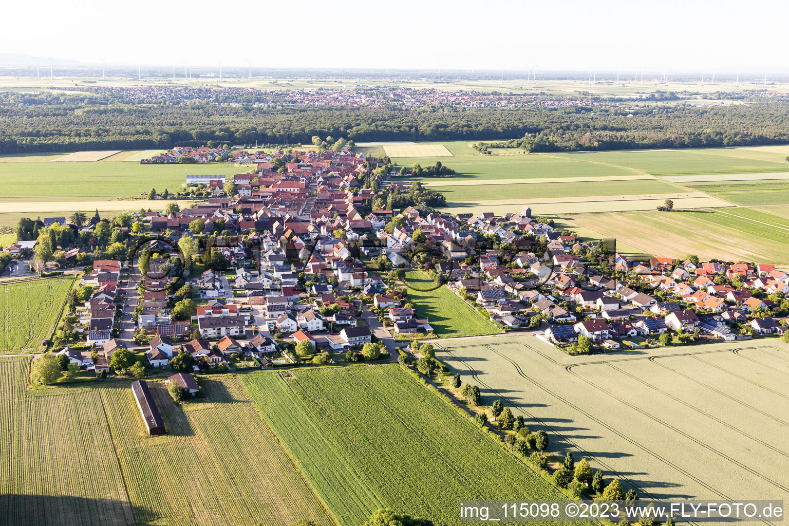 District Hayna in Herxheim bei Landau/Pfalz in the state Rhineland-Palatinate, Germany seen from above