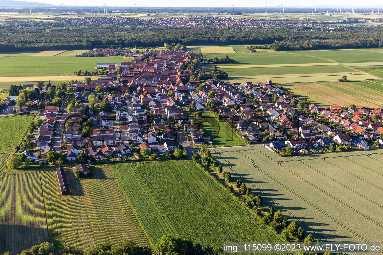 District Hayna in Herxheim bei Landau/Pfalz in the state Rhineland-Palatinate, Germany from the plane