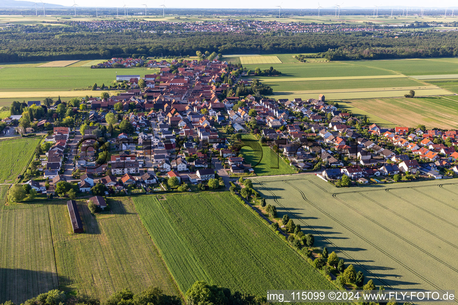 District Hayna in Herxheim bei Landau in the state Rhineland-Palatinate, Germany viewn from the air