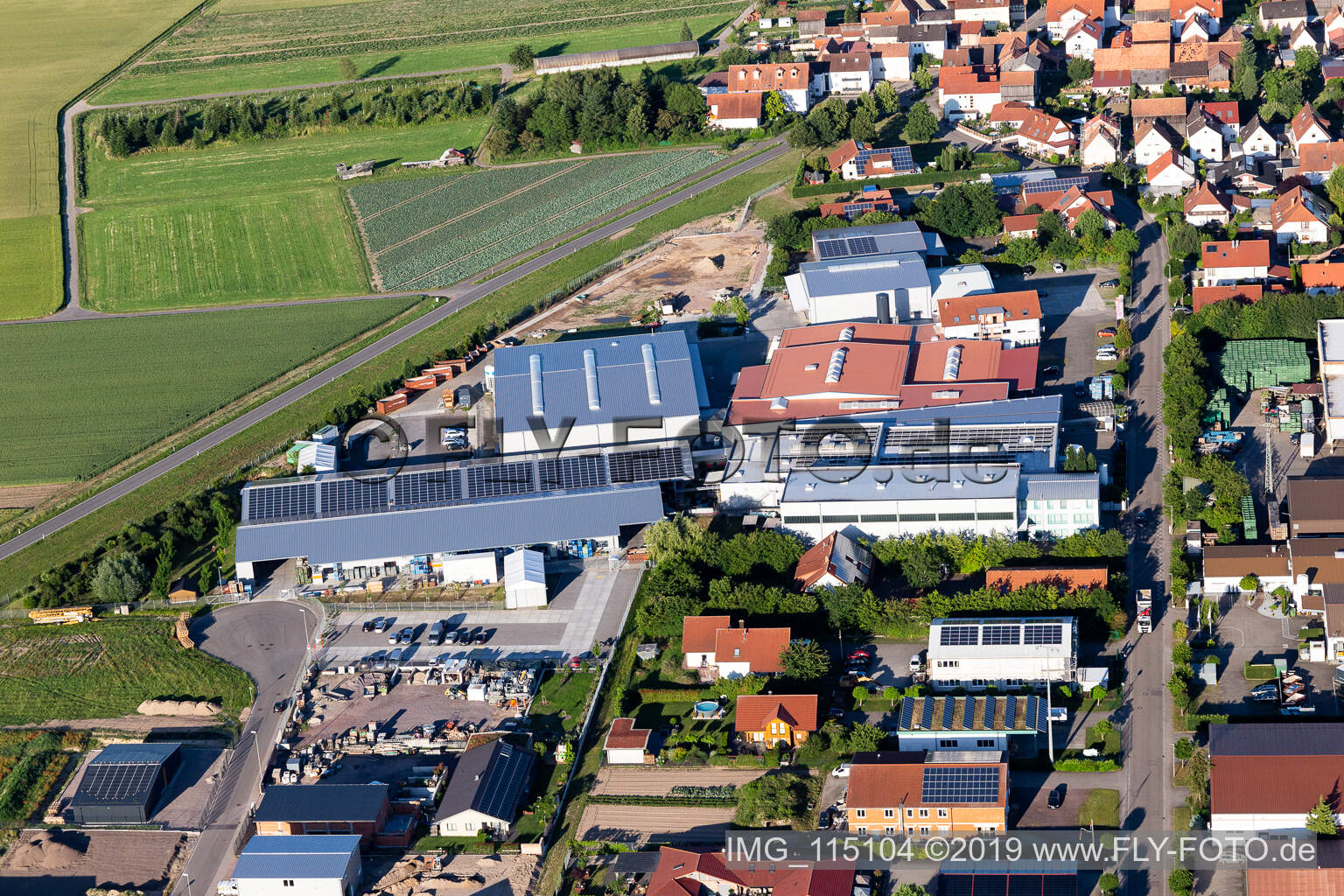 Aerial view of Commercial area Im Gereut, HGGS LaserCUT GmbH & Co. KG in Hatzenbühl in the state Rhineland-Palatinate, Germany