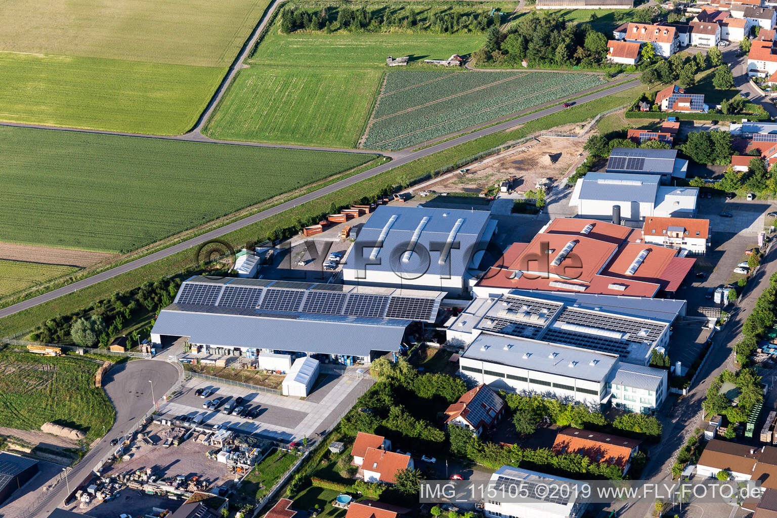 Aerial photograpy of Commercial area Im Gereut, HGGS LaserCUT GmbH & Co. KG in Hatzenbühl in the state Rhineland-Palatinate, Germany