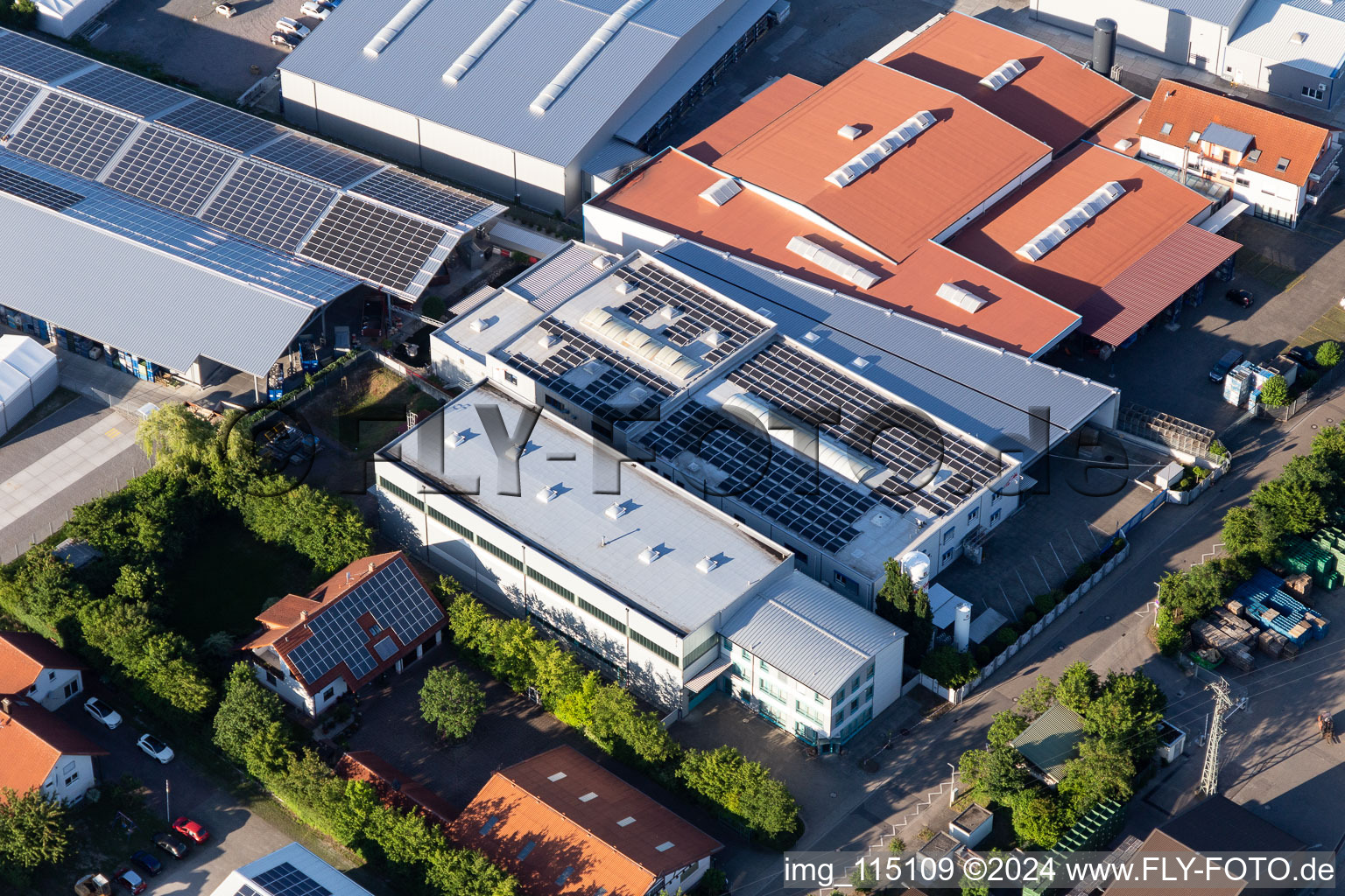 Im Gereut industrial estate, HGGS LaserCUT GmbH & Co. KG in Hatzenbühl in the state Rhineland-Palatinate, Germany from above